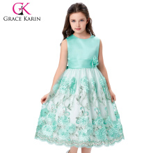 Grace Karin Satin Embroidery Dress Flower Girl Wedding Birthday Easter Recital Holiday Dress CL010418-2